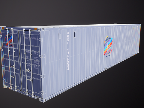 Cont&ecirc;iner de transporte intermodal cinza de 40 p&eacute;s de comprimento Modelo 3D
