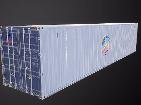 Container di spedizione intermodale grigio lungo 40 piedi Modello 3D