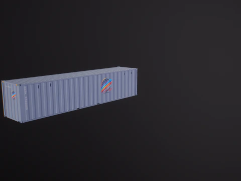 Container di spedizione intermodale grigio lungo 40 piedi Modello 3D