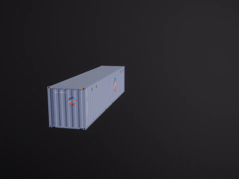 Container di spedizione intermodale grigio lungo 40 piedi Modello 3D