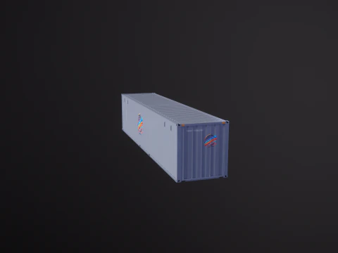 Container di spedizione intermodale grigio lungo 40 piedi Modello 3D