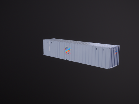 Cont&ecirc;iner de transporte intermodal cinza de 40 p&eacute;s de comprimento Modelo 3D