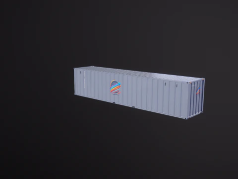 Container di spedizione intermodale grigio lungo 40 piedi Modello 3D
