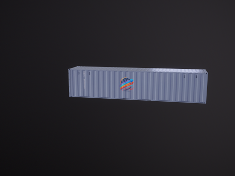 Cont&ecirc;iner de transporte intermodal cinza de 40 p&eacute;s de comprimento Modelo 3D