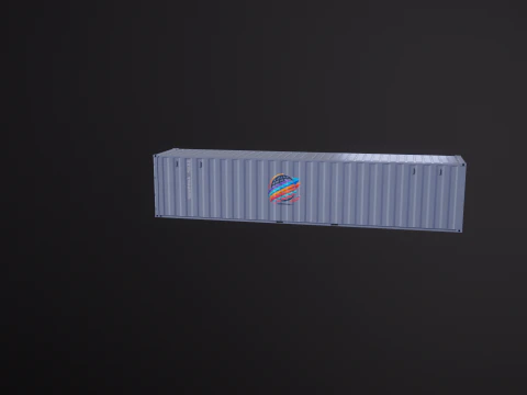 Container di spedizione intermodale grigio lungo 40 piedi Modello 3D