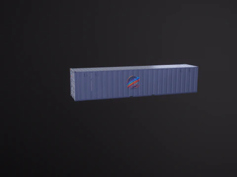 Container di spedizione intermodale grigio lungo 40 piedi Modello 3D