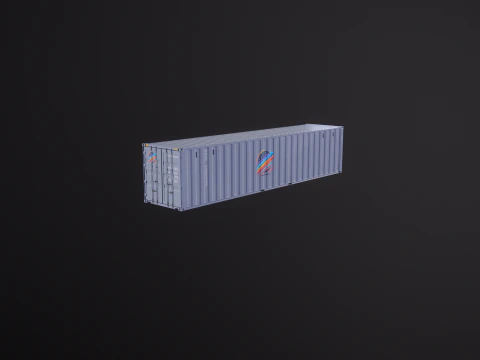 Container di spedizione intermodale grigio lungo 40 piedi Modello 3D