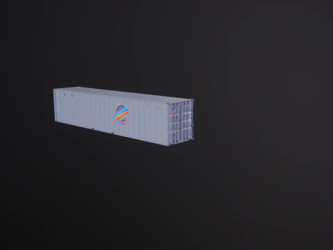 Container di spedizione intermodale grigio lungo 40 piedi Modello 3D