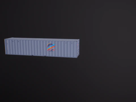 Container di spedizione intermodale grigio lungo 40 piedi Modello 3D