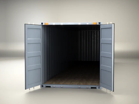 Container di spedizione intermodale grigio lungo 40 piedi Modello 3D