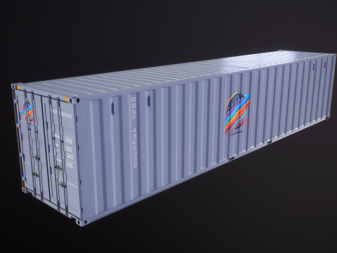 Cont&ecirc;iner de transporte intermodal cinza de 40 p&eacute;s de comprimento Modelo 3D