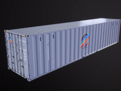 Container di spedizione intermodale grigio lungo 40 piedi Modello 3D