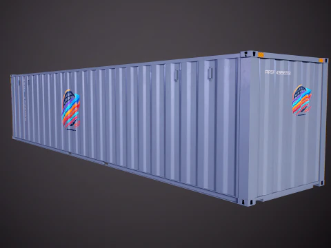 Container di spedizione intermodale grigio lungo 40 piedi Modello 3D