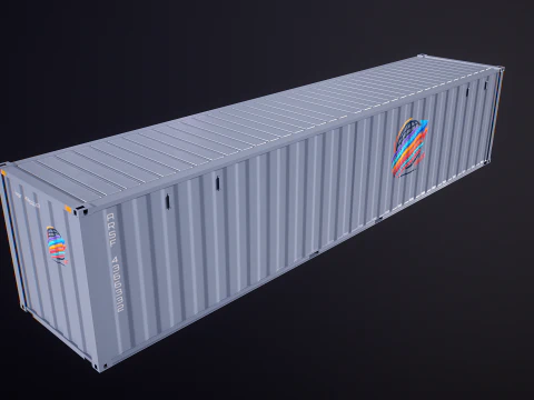 Container di spedizione intermodale grigio lungo 40 piedi Modello 3D