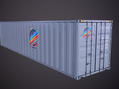 Container di spedizione intermodale grigio lungo 40 piedi Modello 3D