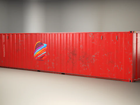 Container di spedizione intermodale rosso arrugginito lungo 40 piedi Modello 3D