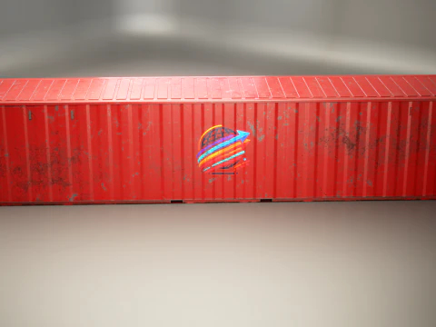 Container di spedizione intermodale rosso arrugginito lungo 40 piedi Modello 3D