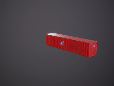 Container di spedizione intermodale rosso arrugginito lungo 40 piedi Modello 3D