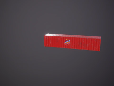 Container di spedizione intermodale rosso arrugginito lungo 40 piedi Modello 3D