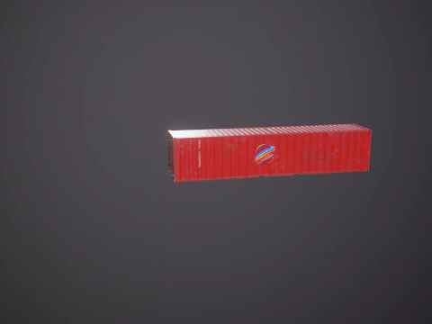 Container di spedizione intermodale rosso arrugginito lungo 40 piedi Modello 3D