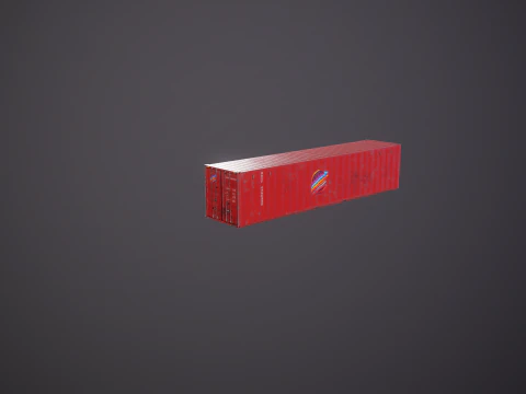 Container di spedizione intermodale rosso arrugginito lungo 40 piedi Modello 3D