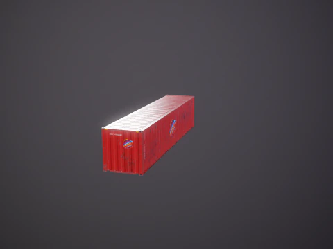 Container di spedizione intermodale rosso arrugginito lungo 40 piedi Modello 3D