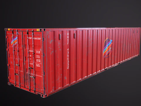 Container di spedizione intermodale rosso arrugginito lungo 40 piedi Modello 3D