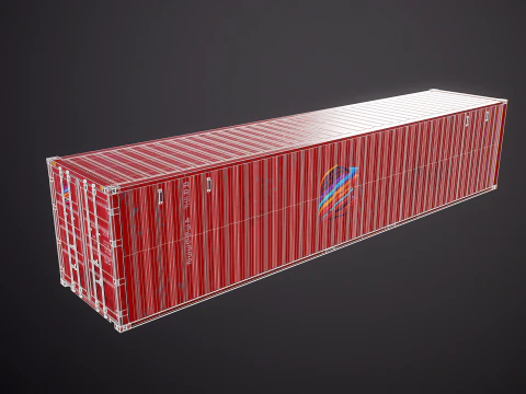 Container di spedizione intermodale rosso arrugginito lungo 40 piedi Modello 3D