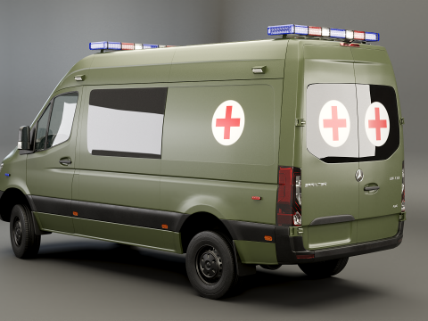Mercedes Sprinter 4x4 militaire ambulance 3D Model
