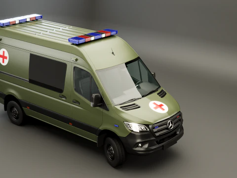 Ambul&acirc;ncia Militar Mercedes Sprinter 4x4 Modelo 3D