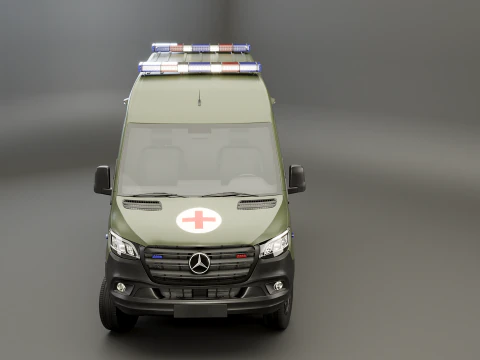 Ambul&acirc;ncia Militar Mercedes Sprinter 4x4 Modelo 3D