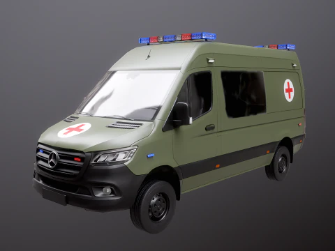 Ambul&acirc;ncia Militar Mercedes Sprinter 4x4 Modelo 3D