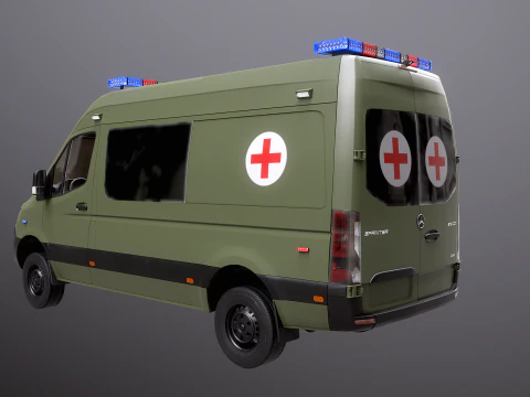 Ambul&acirc;ncia Militar Mercedes Sprinter 4x4 Modelo 3D
