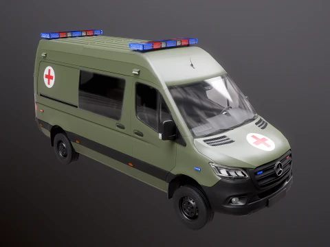 Ambul&acirc;ncia Militar Mercedes Sprinter 4x4 Modelo 3D