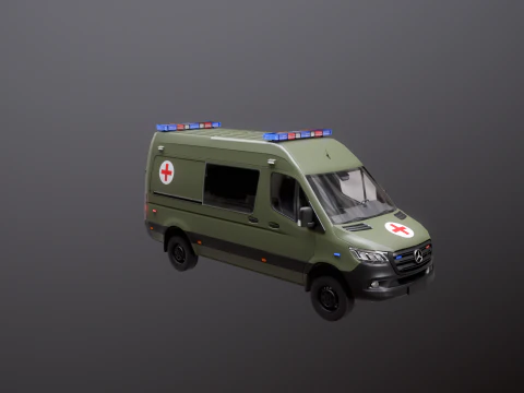 Ambul&acirc;ncia Militar Mercedes Sprinter 4x4 Modelo 3D