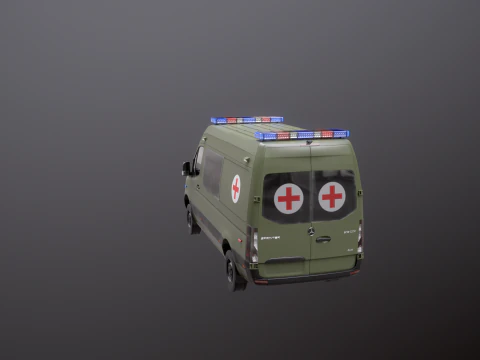 Ambul&acirc;ncia Militar Mercedes Sprinter 4x4 Modelo 3D