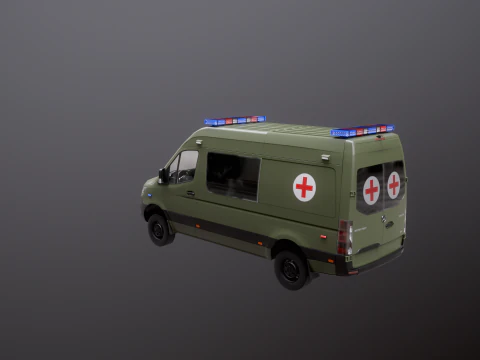 Ambul&acirc;ncia Militar Mercedes Sprinter 4x4 Modelo 3D