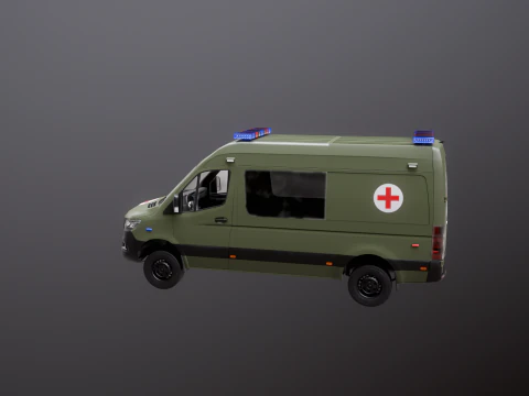 Ambul&acirc;ncia Militar Mercedes Sprinter 4x4 Modelo 3D