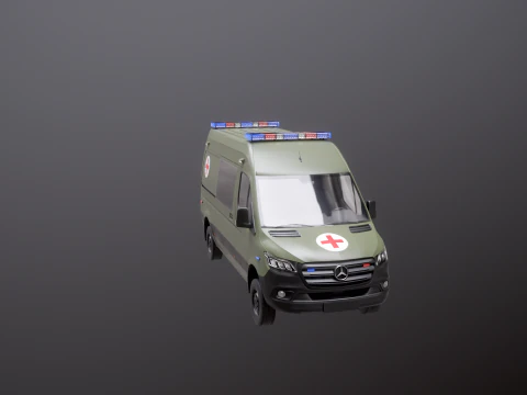 Ambul&acirc;ncia Militar Mercedes Sprinter 4x4 Modelo 3D