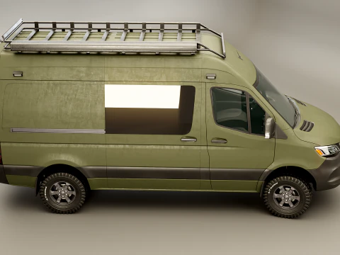 Mercedes Sprinter 4x4 Overland Camper Verde Militare Modello 3D