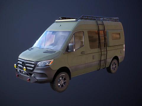 Mercedes Sprinter 4x4 Overland Camper Verde Militare Modello 3D