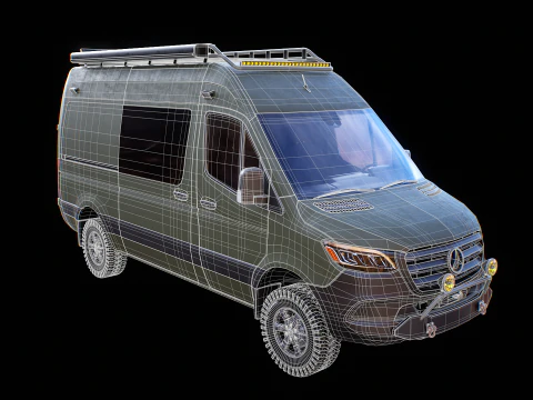 Mercedes Sprinter 4x4 Overland Camper Verde Militare Modello 3D