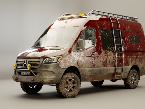 Mercedes Sprinter 4x4 Overlandcamper Vuil en modder 3D Model