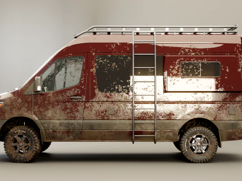Mercedes Sprinter 4x4 Overlan Camper Dirt and Mud 3D Model