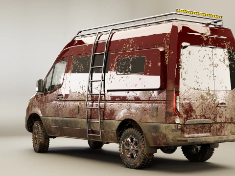 Mercedes Sprinter 4x4 Overlan Camper Dirt and Mud 3D Model