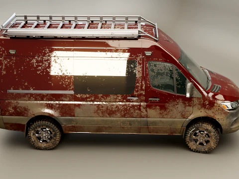 Mercedes Sprinter 4x4 Overlan Camper Dirt and Mud 3D Model