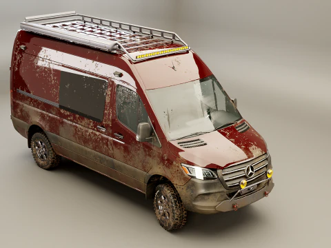 Mercedes Sprinter 4x4 Overlan Camper Dirt and Mud 3D Model