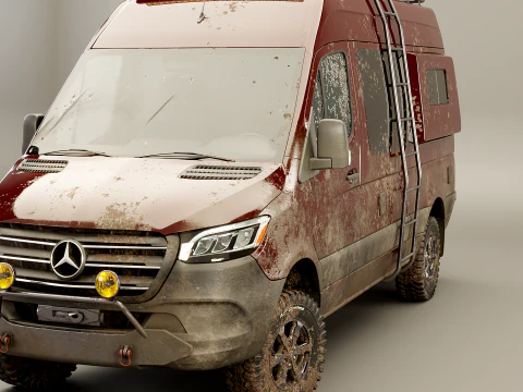 Mercedes Sprinter 4x4 Overlan Camper Dirt and Mud 3D Model