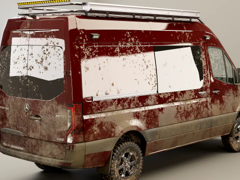 Mercedes Sprinter 4x4 Overlan Camper Dirt and Mud 3D Model