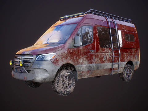 Mercedes Sprinter 4x4 Overlan Camper Dirt and Mud 3D Model